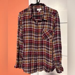 Women’s size large Lucky brand plaid button up. BNWOT.